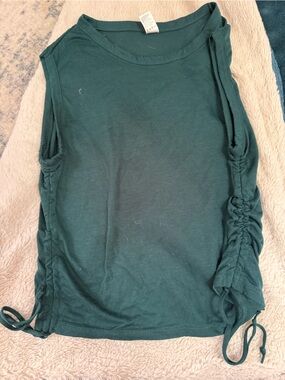 Women's Dark Green Side-Drawstring Tank Top (M)